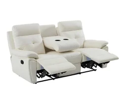 3- + 2-Zits-Relaxbank Van Wit Leer Vineta-Vente-unique Discount