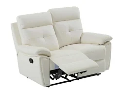 3- + 2-Zits-Relaxbank Van Wit Leer Vineta-Vente-unique Discount