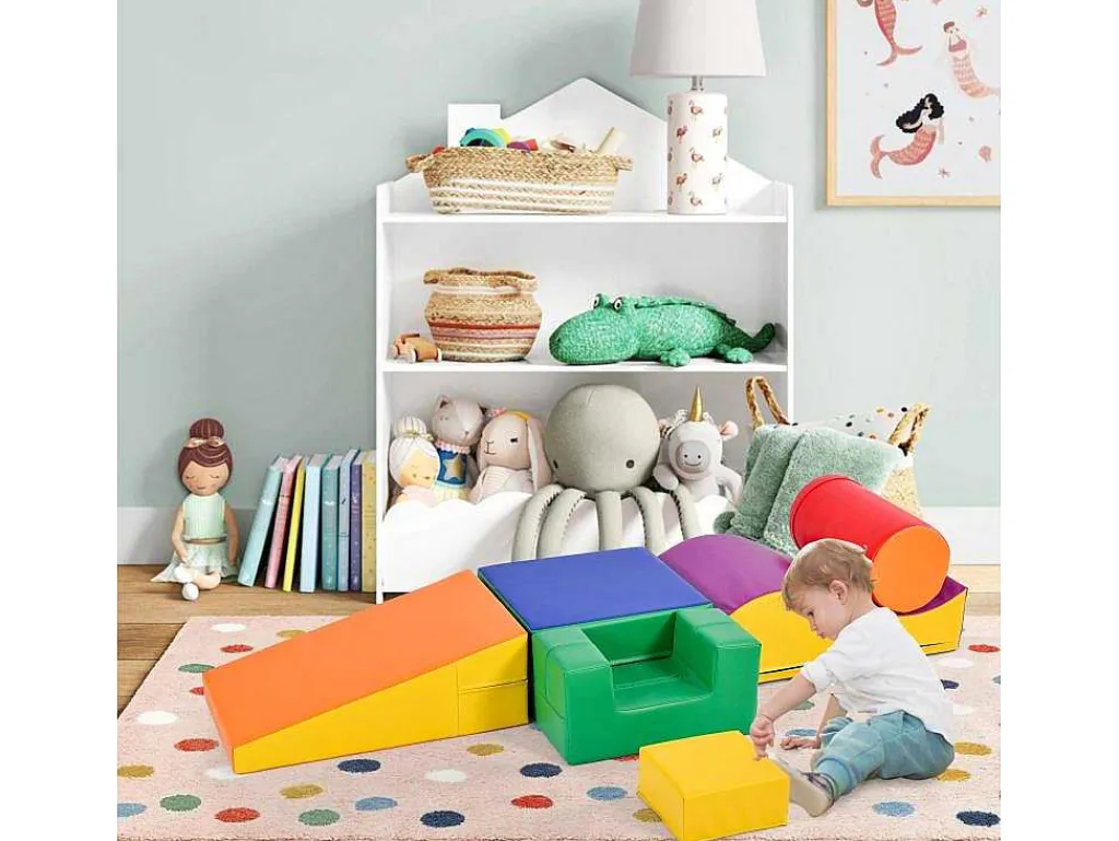 6 Bouwstenen Voor Kinderen Of Baby'S - Trappen En Glijbaan - Klimspeelgoed - Pu + Epe - Gratis Combinatie-Vente-unique Hot