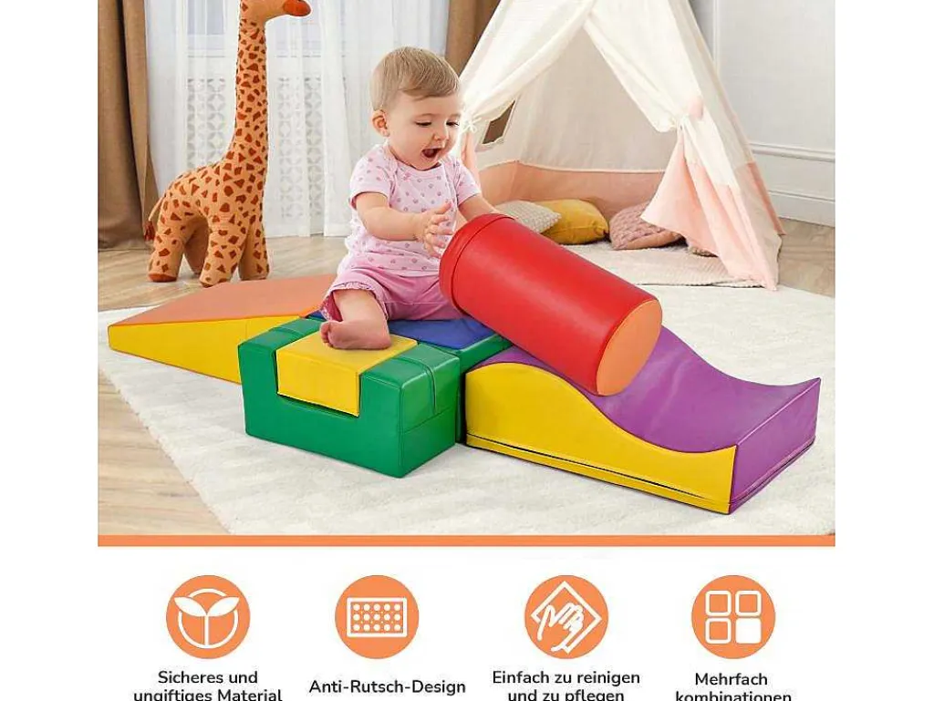 6 Bouwstenen Voor Kinderen Of Baby'S - Trappen En Glijbaan - Klimspeelgoed - Pu + Epe - Gratis Combinatie-Vente-unique Hot