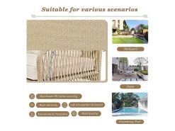 114 Cm Hangstoel In Pe Rotan - 2 Plaatsen - 11 Cm Gewatteerd Zitkussen - Beige-Vente-unique Outlet