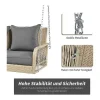 114 Cm Hangstoel In Pe Rotan - 2 Plaatsen - 11 Cm Gecapitonneerd Zitkussen - Beige + Grijs-Vente-unique Discount