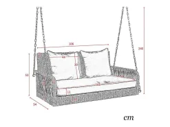 114 Cm Hangstoel In Pe Rotan - 2 Plaatsen - 11 Cm Gecapitonneerd Zitkussen - Beige + Grijs-Vente-unique Discount