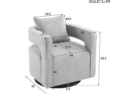 360° Draaibare Fauteuil In Grijze Badstof Met Kussen-Vente-unique Sale
