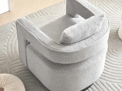 360° Draaibare Fauteuil In Grijze Badstof Met Kussen-Vente-unique Sale