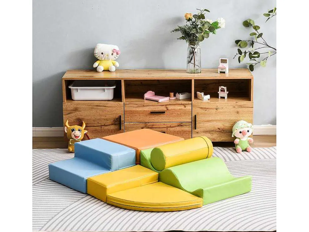 6 Gigantische Bouwstenen Voor Hardlopen En Klimmen, Grote Bouwstenen Voor Kinderen. Trappen En Glijbaan Voor Kinderen - Speelgoed Om Te Klimmen, Glijden En Kruipen. Voor Kleuters En Baby'S, Zachte, Kleurrijke Bouwstenen.-Vente-unique Hot