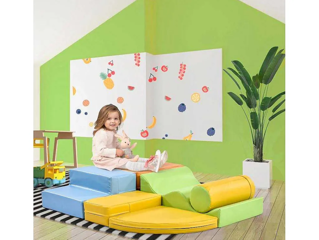 6 Gigantische Bouwstenen Voor Hardlopen En Klimmen, Grote Bouwstenen Voor Kinderen. Trappen En Glijbaan Voor Kinderen - Speelgoed Om Te Klimmen, Glijden En Kruipen. Voor Kleuters En Baby'S, Zachte, Kleurrijke Bouwstenen.-Vente-unique Hot