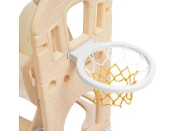 5 In 1 Glijbaan - Met Trap, Schommel, Opbergruimte, Basketbalring - Lichtgeel-ModernLuxe New