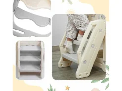 5 In 1 Glijbaan - Met Trap, Schommel, Opbergruimte, Basketbalring - Lichtgrijs-ModernLuxe New
