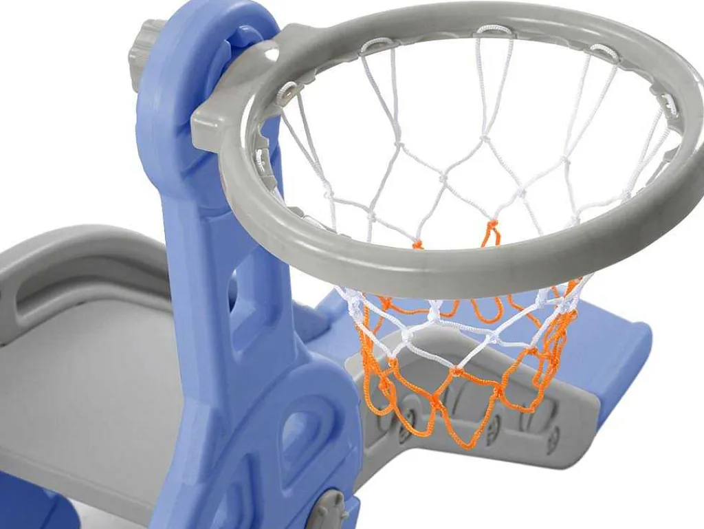 4 In 1 Glijbaan - Met Trap, Schommel, Basketbalring - Blauw-ModernLuxe Outlet