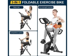 3 In 1 Opvouwbare Hometrainer, Magnetische X-Bike Ligfiets Fitness Bike Met 8-Level Verstelbare Weerstand Voor Home Gym Workout-Vente-unique Best