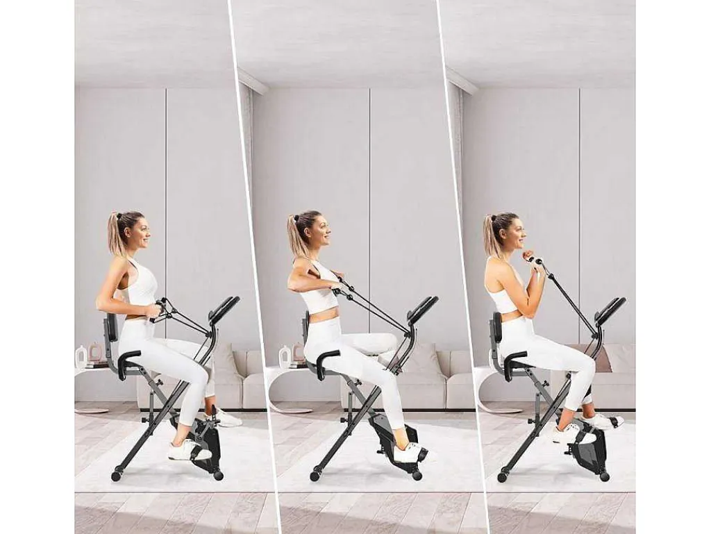 3 In 1 Opvouwbare Hometrainer, Magnetische X-Bike Ligfiets Fitness Bike Met 8-Level Verstelbare Weerstand Voor Home Gym Workout-Vente-unique Best