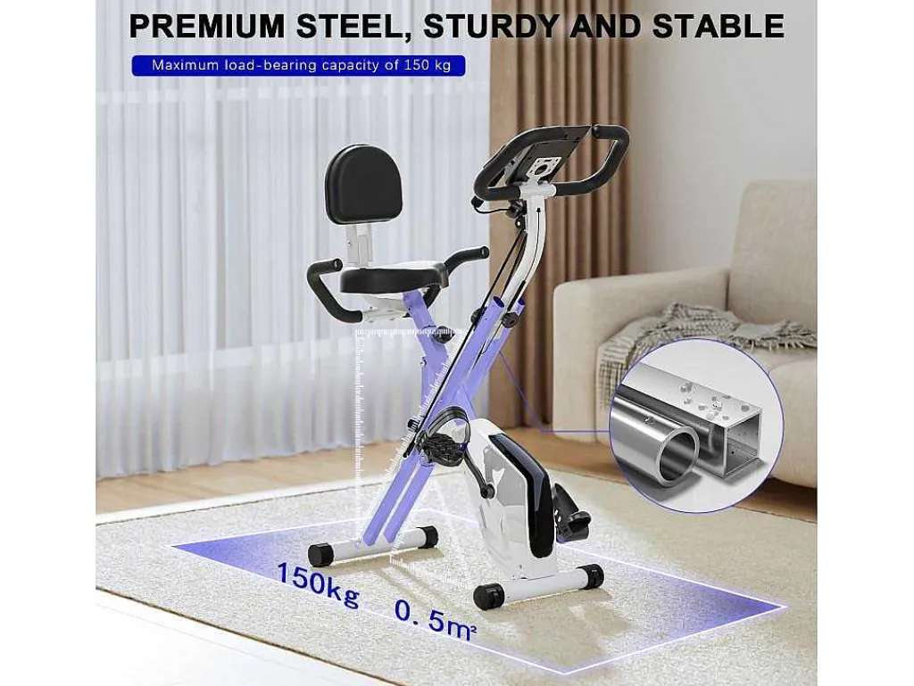 3 In 1 Opvouwbare Hometrainer, Magnetische X-Bike Ligfiets Fitness Bike Met 8-Level Verstelbare Weerstand Voor Home Gym Workout-Vente-unique Best