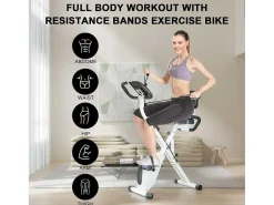 3 In 1 Opvouwbare Hometrainer, Magnetische X-Bike Ligfiets Fitness Bike Met 8-Level Verstelbare Weerstand Voor Home Gym Workout-Vente-unique Best
