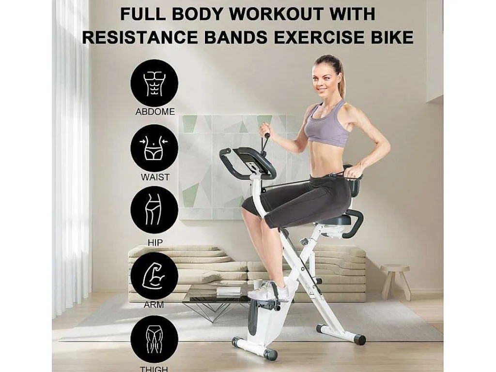 3 In 1 Opvouwbare Hometrainer, Magnetische X-Bike Ligfiets Fitness Bike Met 8-Level Verstelbare Weerstand Voor Home Gym Workout-Vente-unique Best