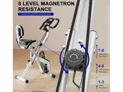 3 In 1 Opvouwbare Hometrainer, Magnetische X-Bike Ligfiets Fitness Bike Met 8-Level Verstelbare Weerstand Voor Home Gym Workout-Vente-unique Best