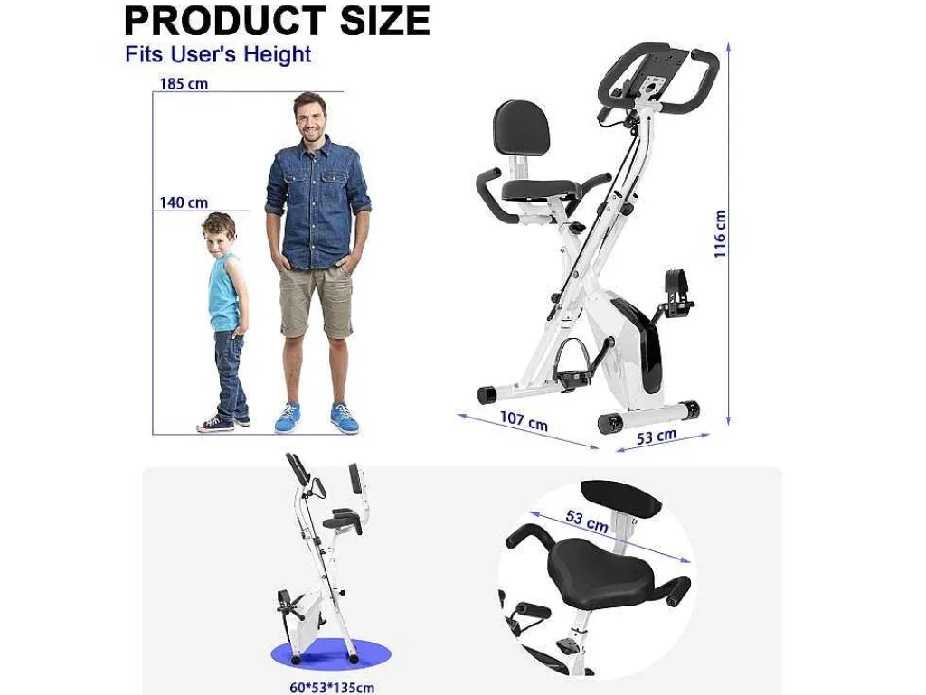 3 In 1 Opvouwbare Hometrainer, Magnetische X-Bike Ligfiets Fitness Bike Met 8-Level Verstelbare Weerstand Voor Home Gym Workout-Vente-unique Best