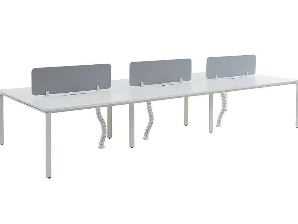 6 Persoons Bureau Bank - Wit - L140 Cm - Met Tussenschotten - Downtown-Workēa Discount