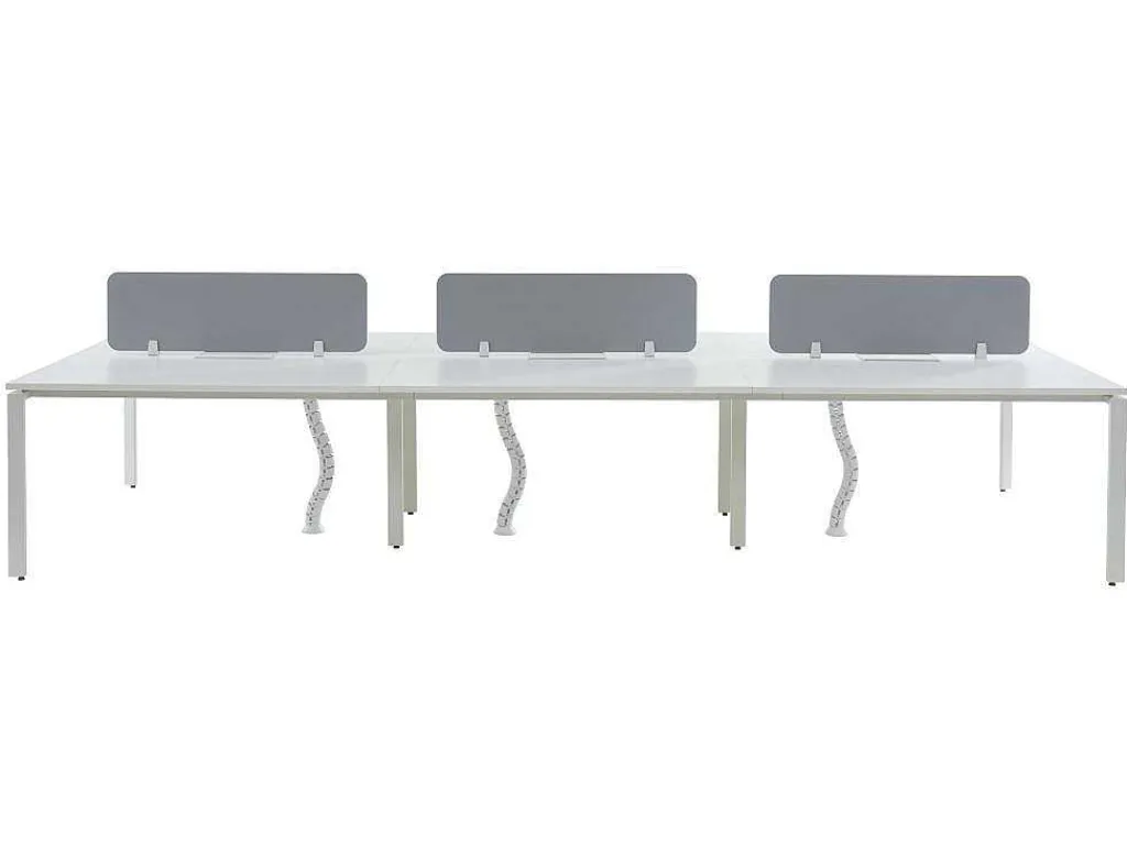 6 Persoons Bureau Bank - Wit - L140 Cm - Met Tussenschotten - Downtown-Workēa Discount