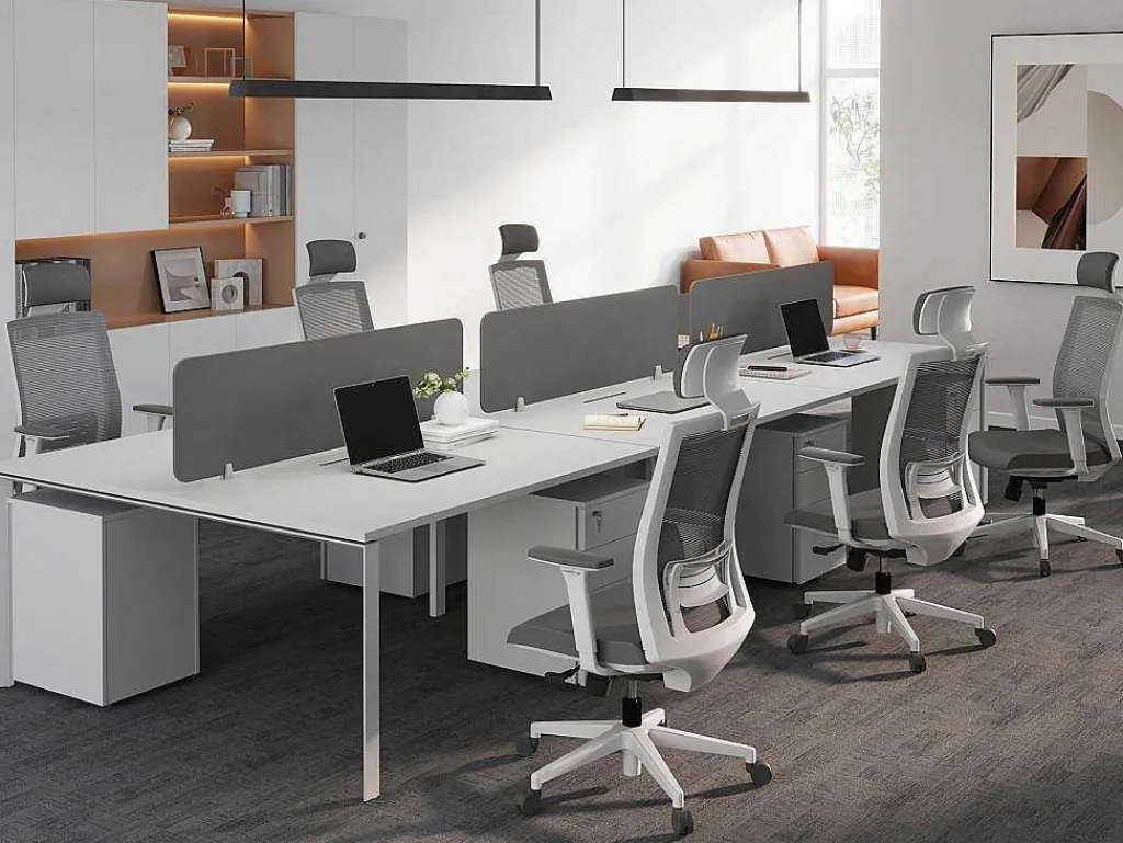 6 Persoons Bureau Bank - Wit - L140 Cm - Met Tussenschotten - Downtown-Workēa Discount