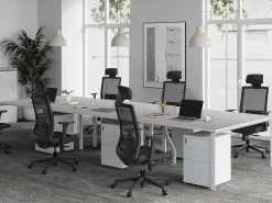 6 Persoons Bureau Bank - Wit - L120 Cm - Downtown-Workēa Best