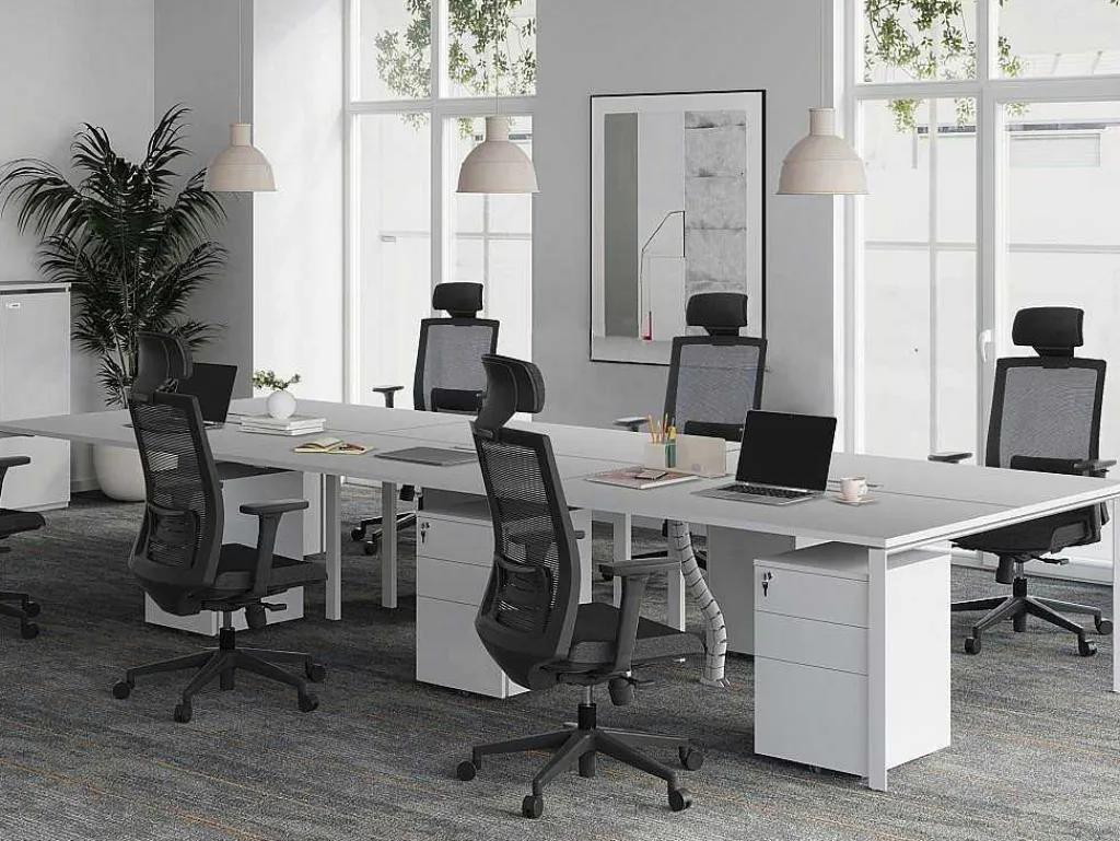6 Persoons Bureau Bank - Wit - L120 Cm - Downtown-Workēa Best