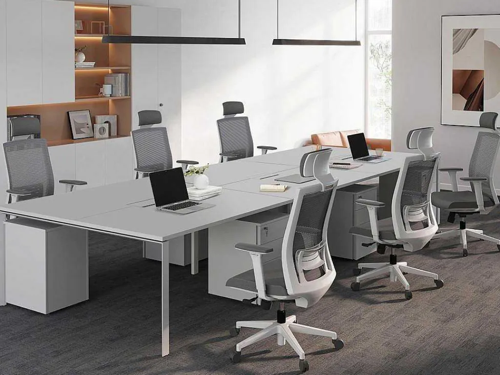 6 Persoons Bureau Bank - Wit - L120 Cm - Downtown-Workēa Best