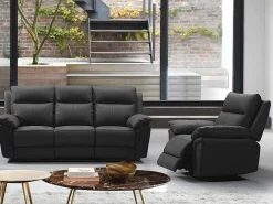 3 Zits Relaxbank En -Fauteuil Van Buffelleer Pakita - Zwart-Vente-unique Outlet