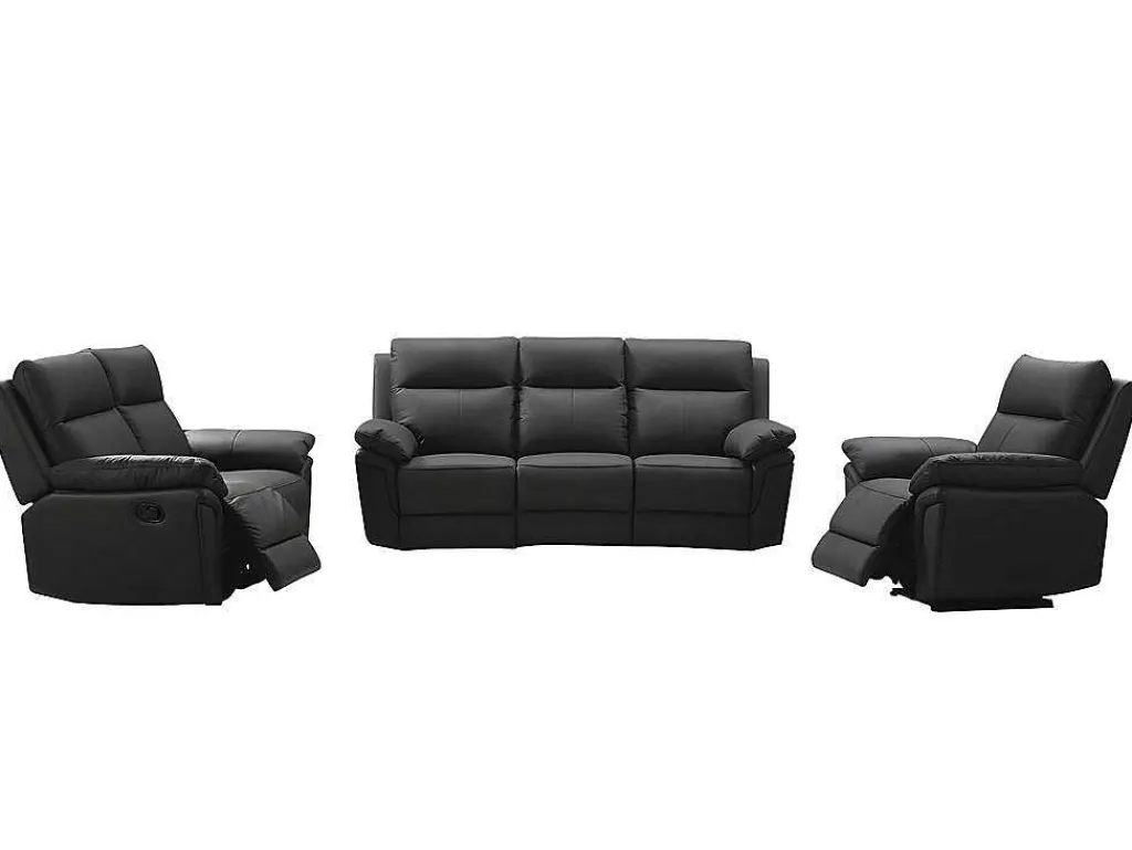 3+2 Zits Relaxbank En -Fauteuil Van Buffelleer Pakita - Zwart-Vente-unique Best