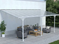 Aanleunende Carport In Aluminium 18,8 M - Wit - Alvaro-EXPERTLAND New