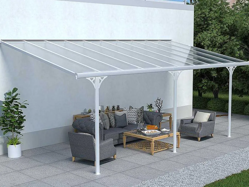Aanleunende Carport In Aluminium 18,8 M - Wit - Alvaro-EXPERTLAND New