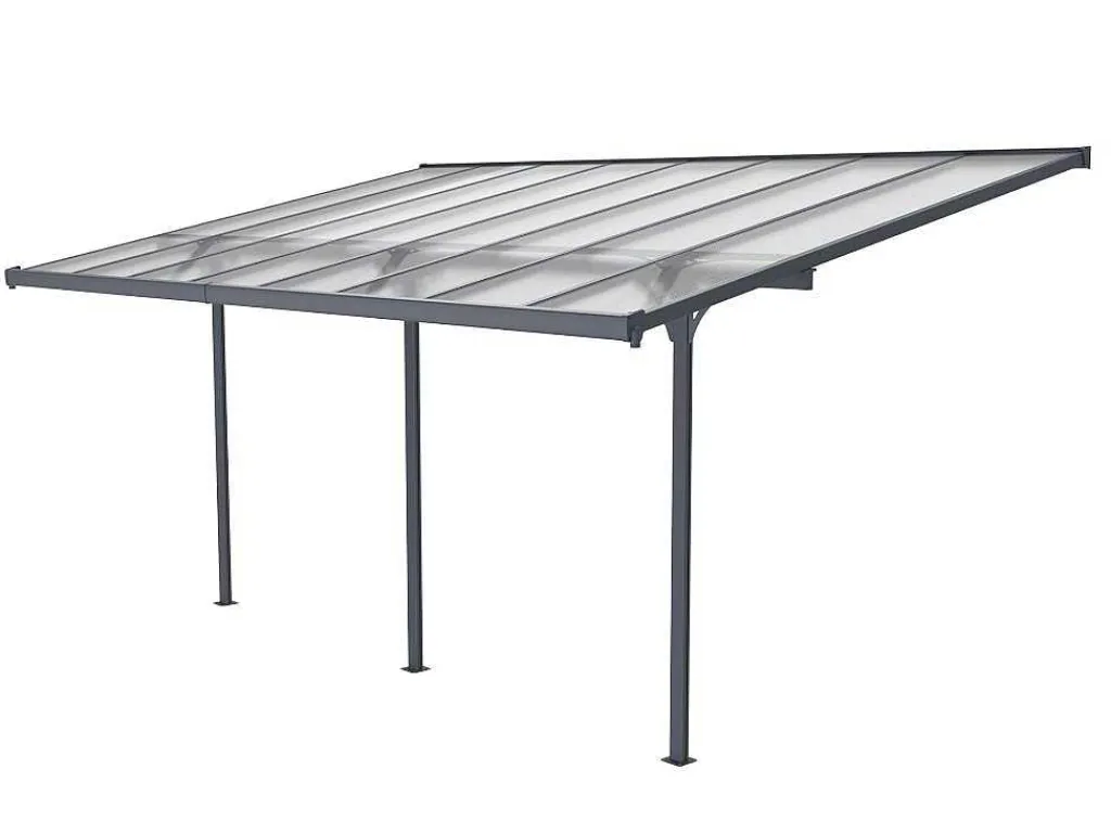 Aanleunende Pergola In Aluminium 15,1M Antraciet Alvaro - L497Xd305Xh240/285 Cm-EXPERTLAND Discount