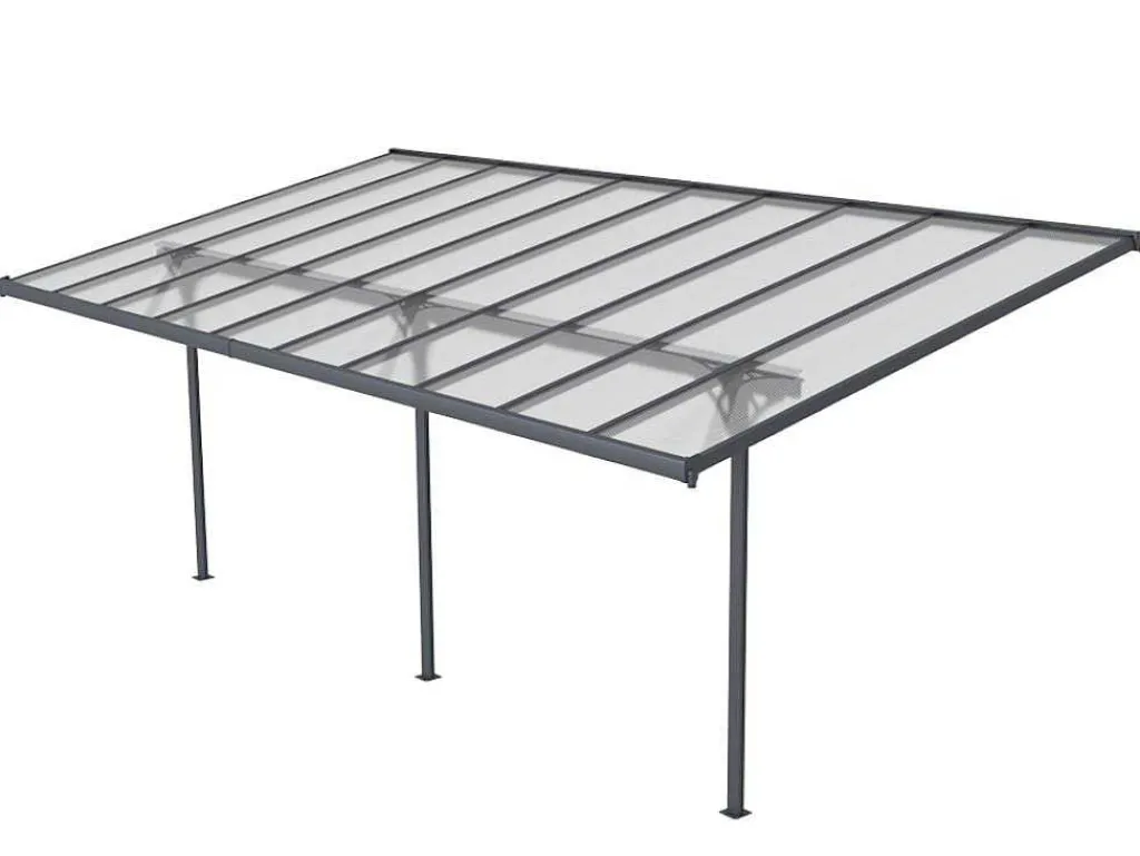Aanleunende Pergola In Aluminium 18,8M Antraciet Alvaro - L618Xd305Xh240/285 Cm-EXPERTLAND Outlet
