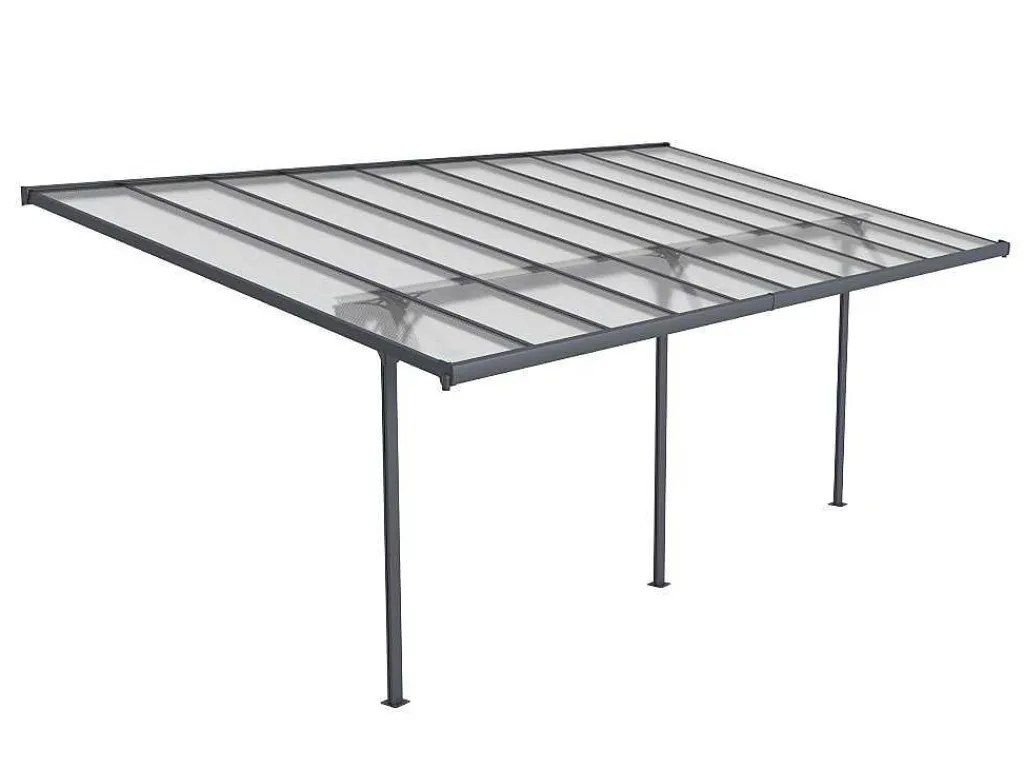 Aanleunende Pergola In Aluminium 18,8M Antraciet Alvaro - L618Xd305Xh240/285 Cm-EXPERTLAND Outlet