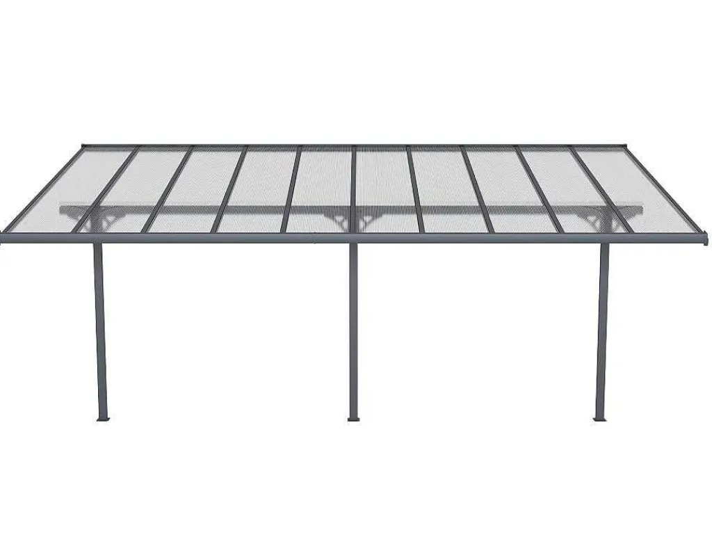 Aanleunende Pergola In Aluminium 18,8M Antraciet Alvaro - L618Xd305Xh240/285 Cm-EXPERTLAND Outlet