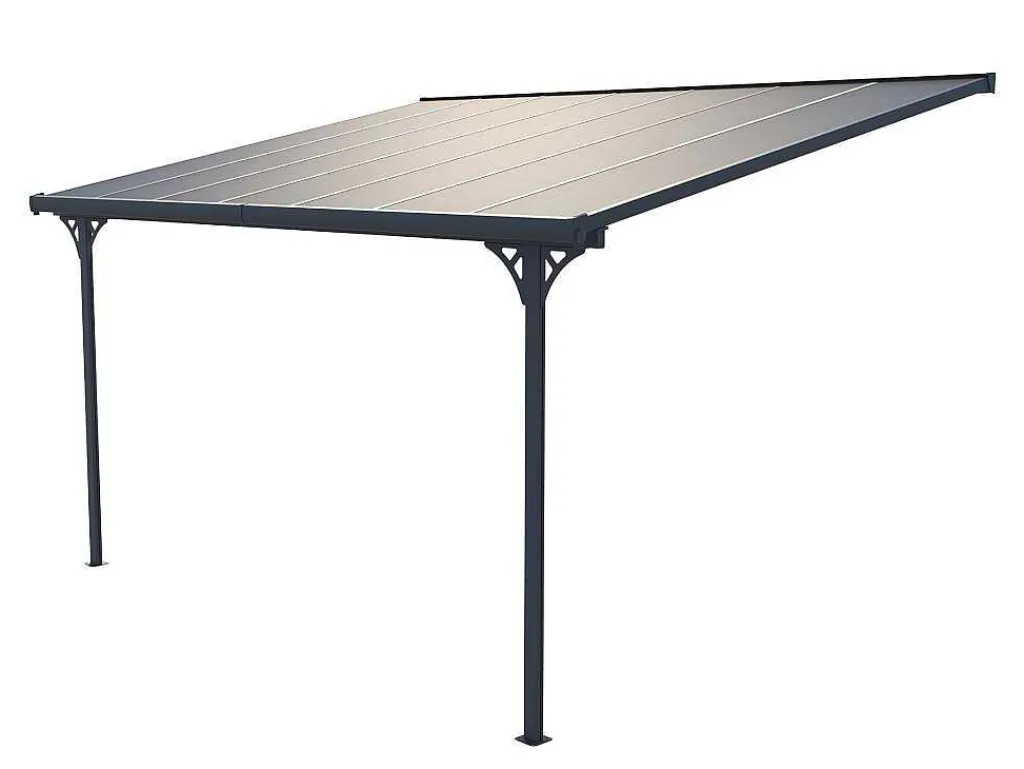 Aanleunende Pergola In Aluminium 13,2M Antraciet Alvaro - L436Xd305Xh240/285 Cm-EXPERTLAND Clearance