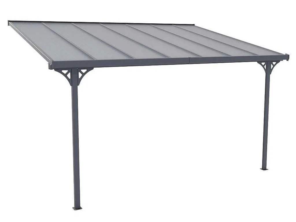 Aanleunende Pergola In Aluminium 13,2M Antraciet Alvaro - L436Xd305Xh240/285 Cm-EXPERTLAND Clearance