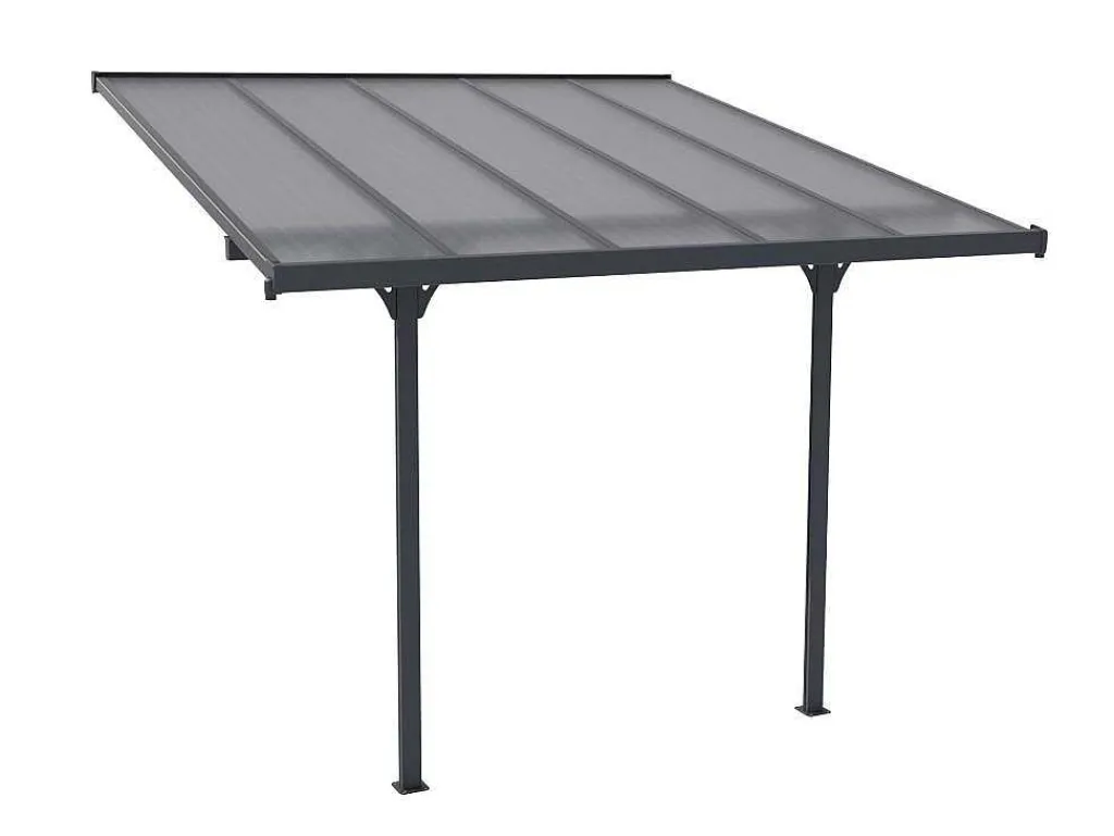 Aanleunende Pergola In Aluminium 9,5M Antraciet Alvaro - L314Xd305Xh240/285 Cm-EXPERTLAND Outlet