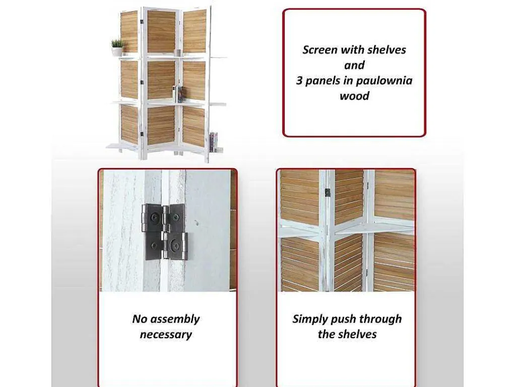 Aberdeen Scherm Met Planken, Wit/Bruin-Vente-unique Clearance