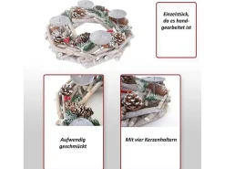 Adventskrans Rond Hout Zonder Kaarsen, Met Kaarsen, Rood-Vente-unique Best