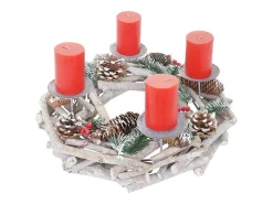 Adventskrans Rond Hout Zonder Kaarsen, Met Kaarsen, Rood-Vente-unique Best