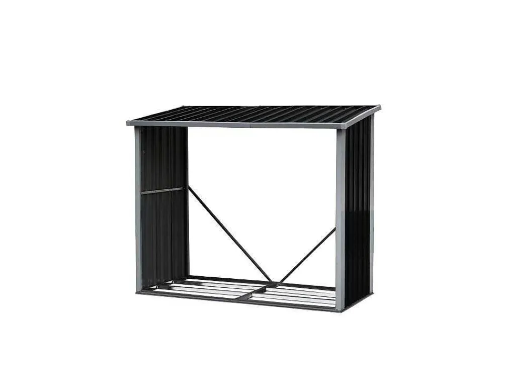 Afdak Voor Hout Van Gegalvaniseerd Staal 2,23 M3, L182 X D83 X H148 Cm - Derwood-EXPERTLAND Outlet