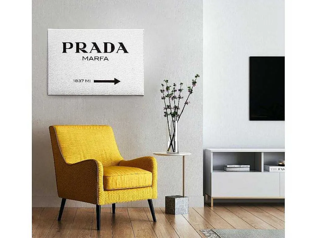 Afdrukken Op Canvas Prada Marfa, Wit, Zwart, 45X3X70 Cm,-EPIKASA