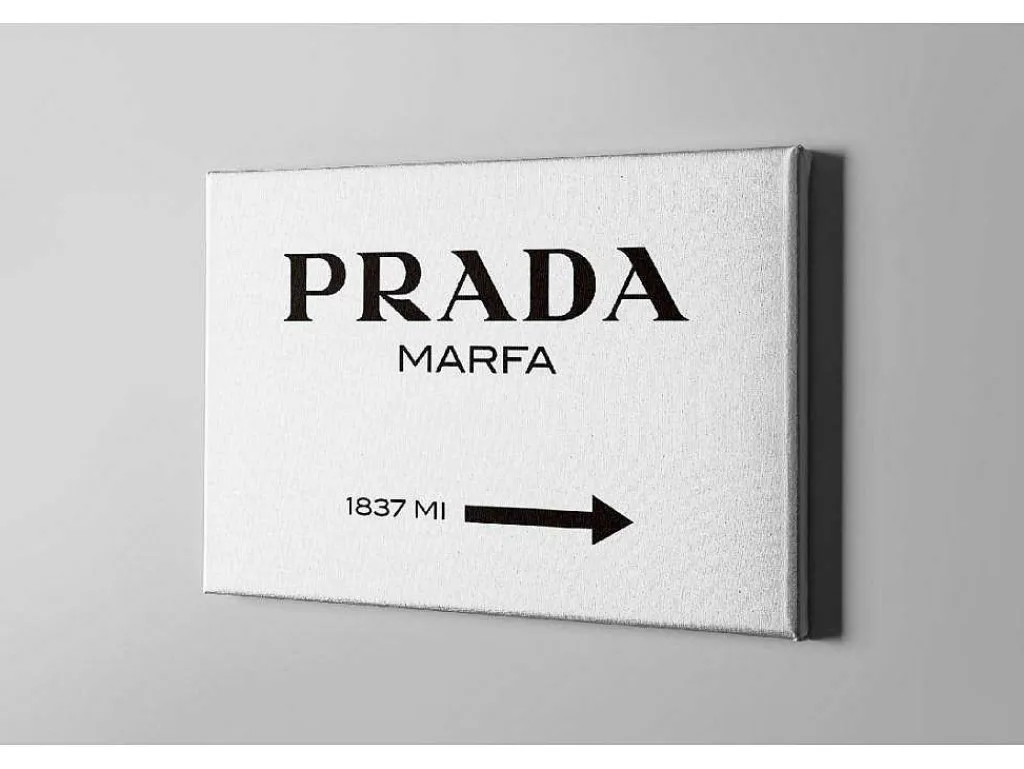 Afdrukken Op Canvas Prada Marfa, Wit, Zwart, 45X3X70 Cm,-EPIKASA