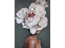 Afdrukken Op Canvas Vrouw En Bloemen 02, Roze, Wit, Blauw, 50X3X70 Cm,-EPIKASA Best
