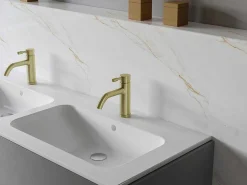 Afgeronde Mechanische Mengkraan - Goud Met Satijnglans - Adour-Shower & Design Clearance