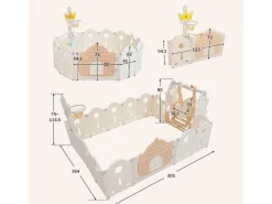Afneembare En Opvouwbare Babybox 12+2 Met Speelbord, Basketbalring En Schommel Poederroze-ModernLuxe Discount