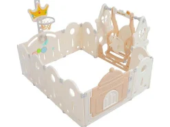 Afneembare En Opvouwbare Babybox 12+2 Met Speelbord, Basketbalring En Schommel Poederroze-ModernLuxe Discount