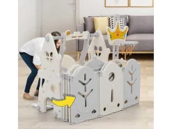 Afneembare En Opvouwbare Babybox 12+2 Met Speelbord, Basketbalring En Schommel Lichtgrijs-ModernLuxe Online