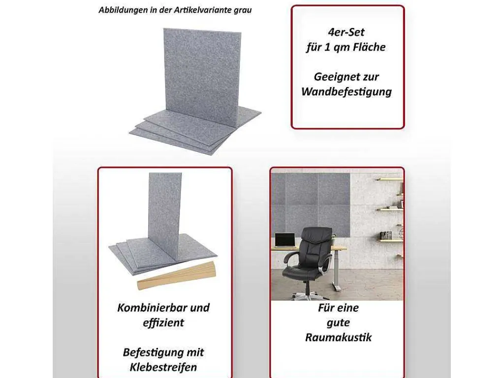 Akoestisch Wandpaneel Mcw-L52 (Set Van 4), Blauw-Vente-unique Hot